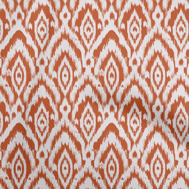 oneOone Cotton Flex Orange Fabric Ikat Sewing Material Print Fabric By The Yard 40 Inch Wide
