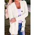 thumbnail image 6 of Women'S 2025 Fall Long Sleeve Cable Knit Sweater Open Front Cardigan Button Loose Outerwear Cream White XXL, 6 of 7