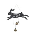 thumbnail image 2 of Easter Bunny Decor Boho Black Wooden Bunny Wind Chime Wall Hanging with Star and Lunar Patterns for Garden Home, 2 of 6