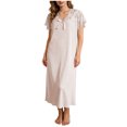 thumbnail image 2 of SELONE Long Nightgowns for Women Short Sleeve V Neck Maxi Sleepshirt Petal Sleeve Long Dress Gift for Wife Pajamas Dress, 2 of 5