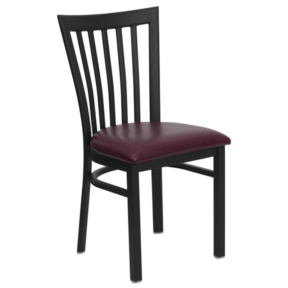 Bowery Hill Black Back Metal Dining Chair in Burgundy