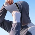 thumbnail image 2 of Camisa con capucha y protección solar para hombre, suave, para actividades al aire libre, escalada en roca L Gris Profundo Blanco, 2 of 9
