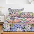 thumbnail image 6 of Cal.King Size Fitted Sheet Set - Blue Purple Gnomes 3 Piece Bedding Sets 16" Deep Pocket Fitted Sheet with 2 Pillowcases, Spring Hydrangea Flower Leaf Green Plaid Brushed Microfiber Hotel Bed Sheets, 6 of 9