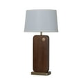 thumbnail image 2 of Laurel Table Lamp - Dark Walnut Wood Finish Weathered Brass White Linen Shade, 2 of 11