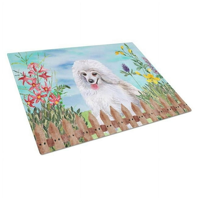 Carolines Treasures CK1245LCB Planche à Découper en Verre à Ressort Caniche Blanc Moyen, Grande