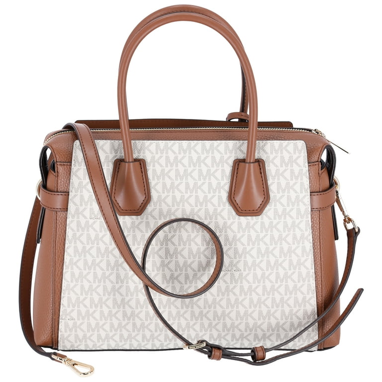 Michael Kors Women's Mercer Leather Satchel Handbag, Vanilla