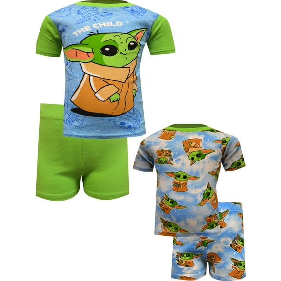 AME Sleepwear Boys Star Wars Mandalorian The Child 4 Piece Cotton Pajama (4)