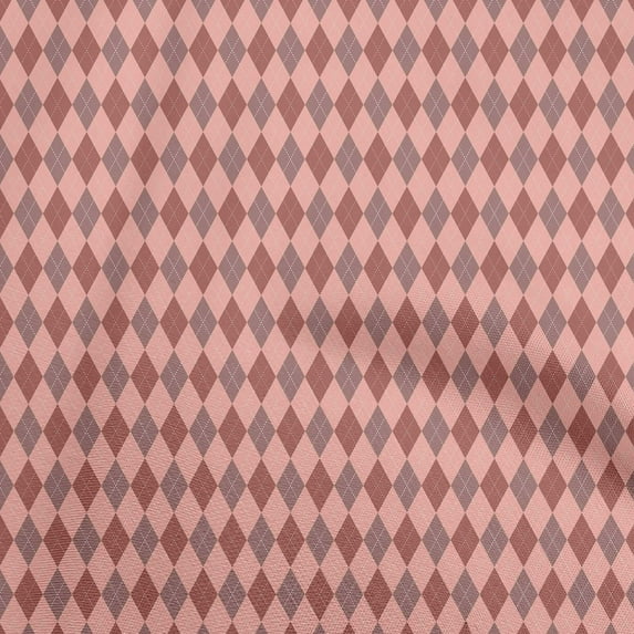 oneOone Cotton Jersey Medium Pink Fabric Check Argyle Craft Projects Decor Fabric Printed By The Yard 58 Inch Wide