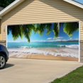 thumbnail image 5 of Ocean Beach Garage Door Cover Banner 7 x 16 FT, Palm Trees Summer Tropical Island Seaside Garage Door Curtains Backdrop with Grommets for Indoor Outdoor Wall Party Porch Yard Decorations Background, 5 of 9