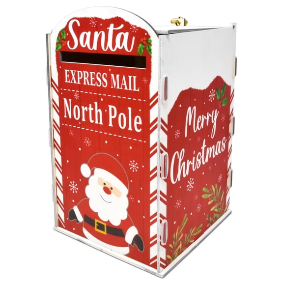 Christmas Mailbox Letters to Santa Decor Red Wood Mailbox 11x7x6 Inches