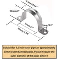thumbnail image 2 of HSHDLDF 1.5inch Two Hole Strap U Bracket Stainless Steel Tube Strap Tension Clip Assortment Kit Heavy Duty Rigid Pipe Strap Clamp For The Inner Diameter of Water Pipe is 1.5inch 20Pcs（50mm）, 2 of 5