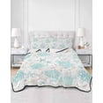 thumbnail image 2 of Quilts Twin-XL Size Bedding Set, Turquoise Coastal Lightweight Quilted Comforter, Summer Beach Coral Sea Turtle Starfish Reversible Bedspread Coverlet with Pillow Covers for All Season, 68" x 98", 2 of 7