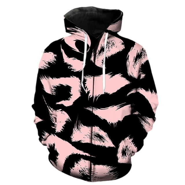 Sudadera con capucha y cremallera con textura de piel de animal para hombre, divertida, de moda, unisex, para adolescentes, ropa de calle de gran tamaño, estilo Harajuku, con estampado 3D informal