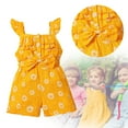thumbnail image 2 of TOOYOU Girls Romper Suit Sun Flower Small Flying Sleeve Yellow Bow Summer Jumpsuit Suit Short Sleeve Jumpsuit Lightweight Playsuit Bodysuits For Toddler ,Size 18-24 Months Yellow, 2 of 8
