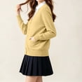 thumbnail image 3 of Guluxicc Kids Girls School Uniform Cotton Knit Cardigan V Neck Long Sleeve Button Down Sweater 5-17 Years, 3 of 8