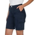 thumbnail image 2 of Well Worn Women's Cargo Bermuda High Rise Short, Navy, 6, 2 of 4