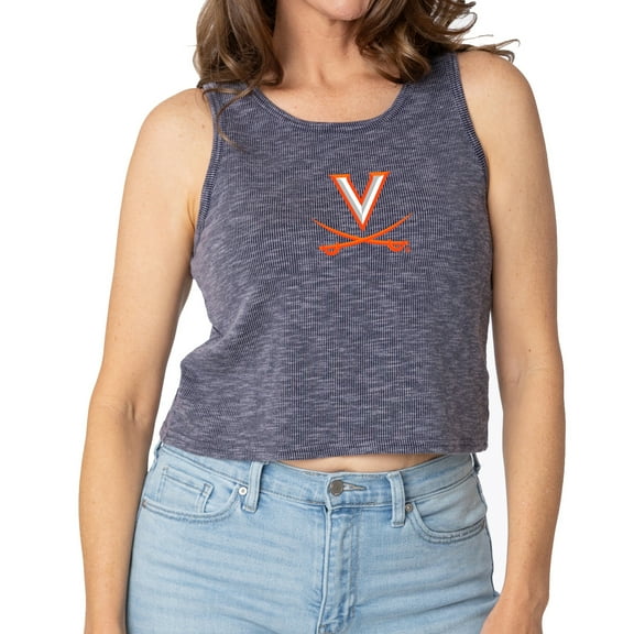 Women's Navy Virginia Cavaliers Brie Sandwash Tri-Blend Cropped Tank Top