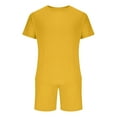 thumbnail image 3 of Stamzod Sweat Suits Men 2 Piece Summer Solid Color Crew Neck Tshirt and Stretch Waist Shorts Set Casual Activewear Plus Size Loose Workout Track Suit with Pocket Yellow L, 3 of 5