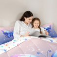 thumbnail image 4 of Homewish Cartoon Blue Butterfly Bedding Comforter Set 7pcs, Dreamy Stars Galaxy Moon King Bedding Sets, Kawaii Animal Reversible Bed Sheets, Breathable Home Decor, 4 of 7