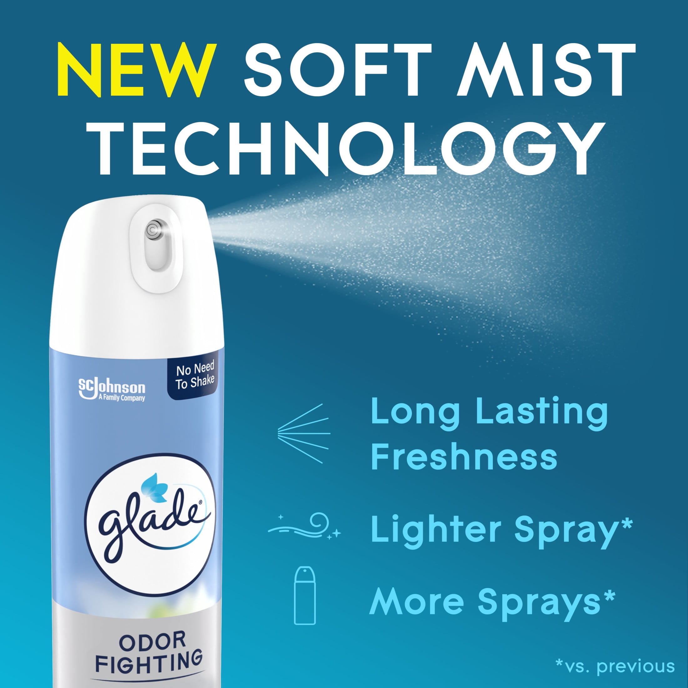 (6 pack) Glade Odor Fighting Soft Mist Air Freshener Room Spray, Clean Linen, 8.0oz, 1pk