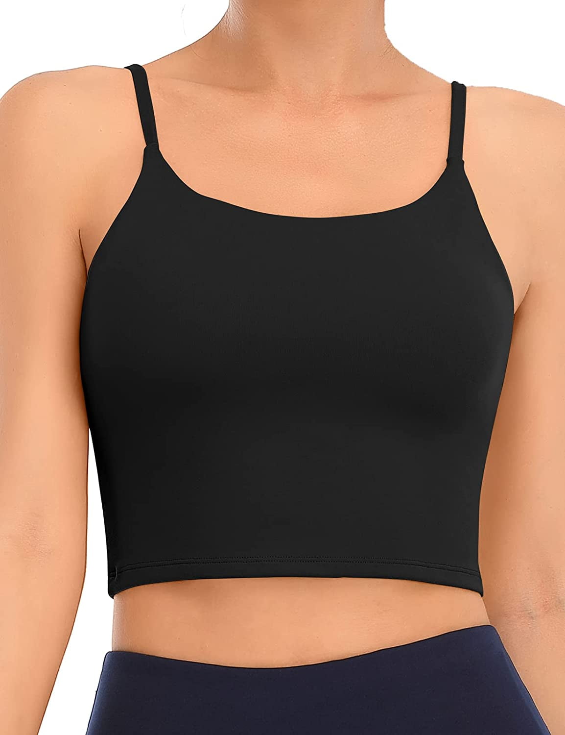 Women's Crop Tank Top with Bra Spaghetti Strap Athletic Yoga Sports Bras 