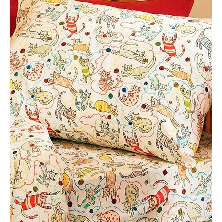 Playful Cat Flannel Queen Sheet Set Walmart Com Walmart Com