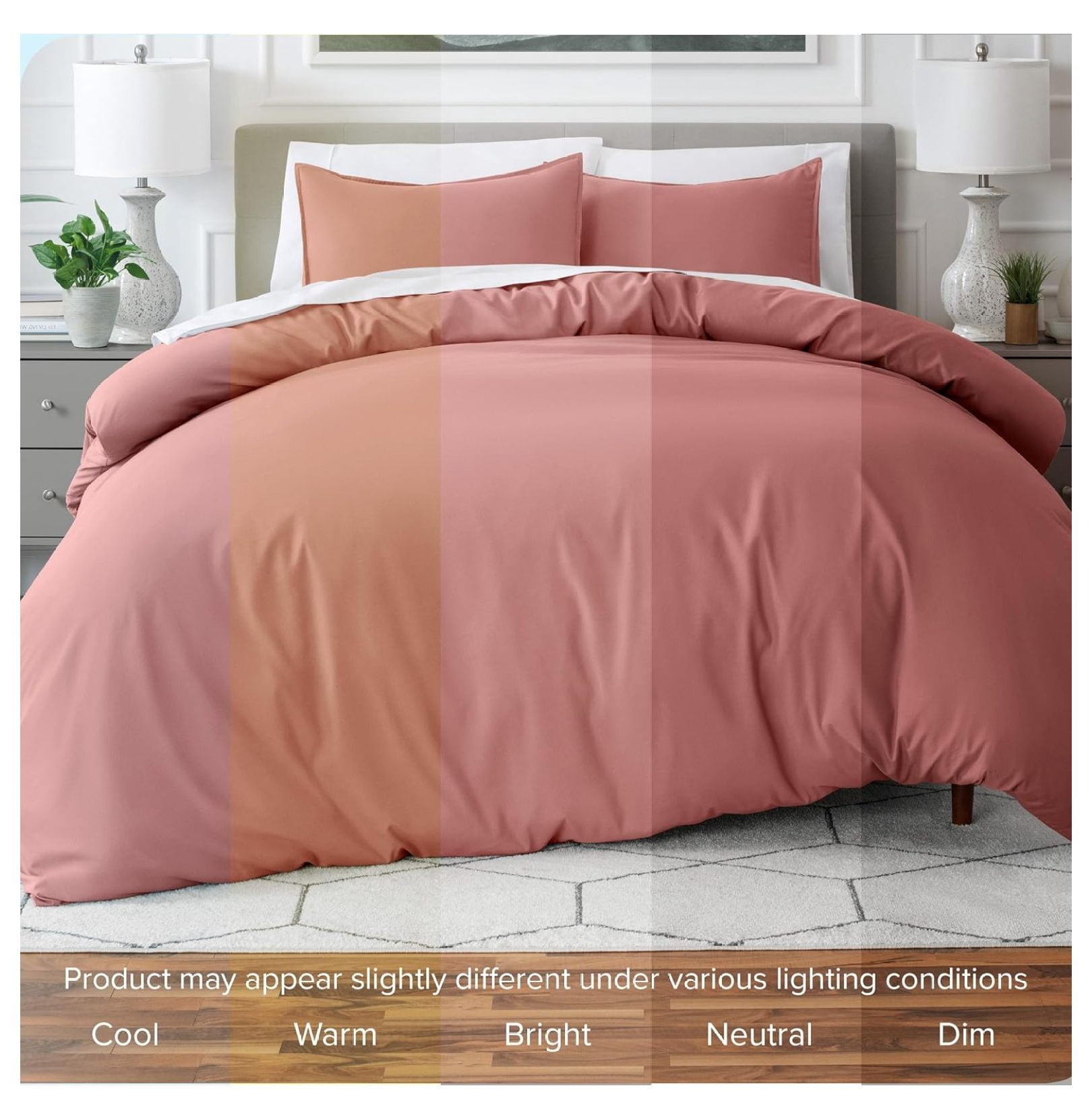Bedding Duvet Cover King Size - Premium 1800 Super Soft Collection - Lightweight, Cooling - Soft Breathable Bedding Duvet Cover (King, Dusty Rose)