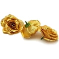 thumbnail image 3 of Flores artificiales de seda, cabezas de rosas, 50 piezas para sombreros, ropa, álbumes, decoración de bodas (dorado), 3 of 5