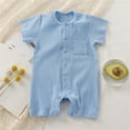 thumbnail image 2 of HNMKIU Baby Boy Girl Baby Romper Clothes Solid Ribbed Bodysuit Jumpsuit Outfits for Babies Light Blue,3-6 Months, 2 of 9