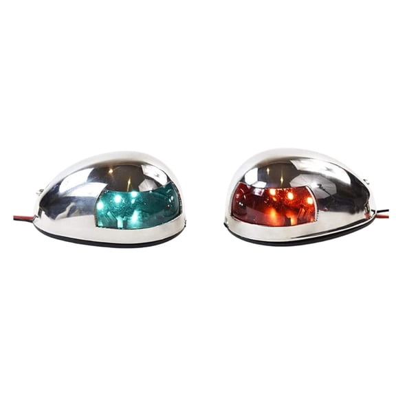 MARINE CITY LED Navigation Side Lights Stainless Steel, Corrosion-Resistant, Waterproof, 3-3/16 Inches Length, Red & Green Bow/Stern Lights for Pontoon, Yacht & Boats 1 Set
