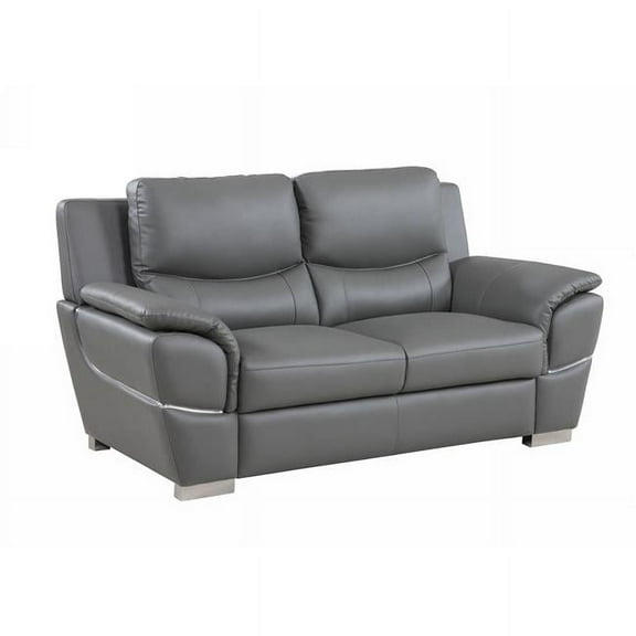 Home Roots 329484 Chic Leather Loveseat, Grey - 37 in.