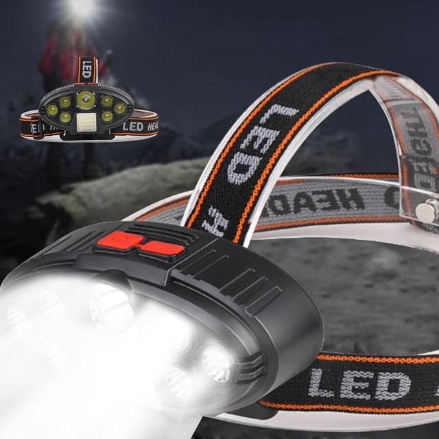 Feltree Lampe Frontale à DEL Haute Luminosité avec 7 Lumières, Torche Frontale Rechargeable par USB pour le Camping, la Course et la Randonnée - Angle Réglable de 120° et Serre-Tête Élastique