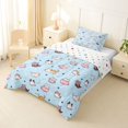thumbnail image 2 of Homewish Kawaii Cat Animal Twin Comforter Sets,Cartoon Pet Themed Bedding Set,Blue,Polkadot Reversible,2-Piece,1 Comforter and 1 Pillowcase, 2 of 7