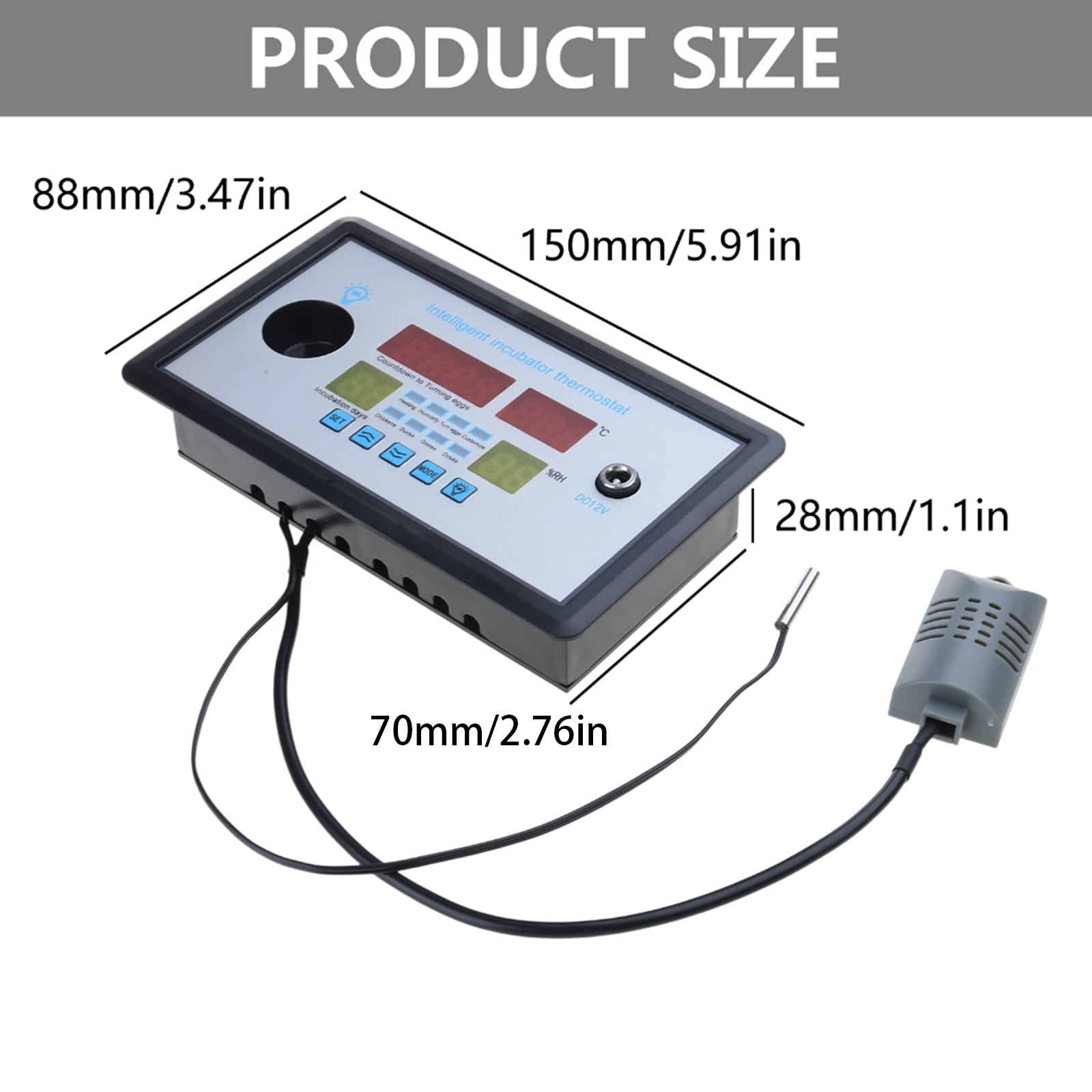 All-Purpose Digital Temperature Controller Centigrade Thermostat Humidity Controlling with Probe for Incubator Fridge