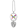 thumbnail image 1 of Colourful  with Floral Pattern Graffiti Silver Wing Car Pendant Decoration, 1 of 4
