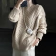 thumbnail image 4 of Suéter grueso de otoño e invierno para mujer, cárdigan corto de punto con cuello alto holgado y estilo perezoso, 4 of 5