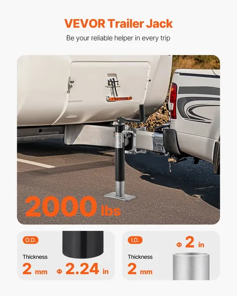Heavy Duty 2000 lbs Swivel Trailer Jack with 10" Lift and Handle for RV,Horse,Utility,and Yacht Trailers-Bolt-On Design for Easy Installation