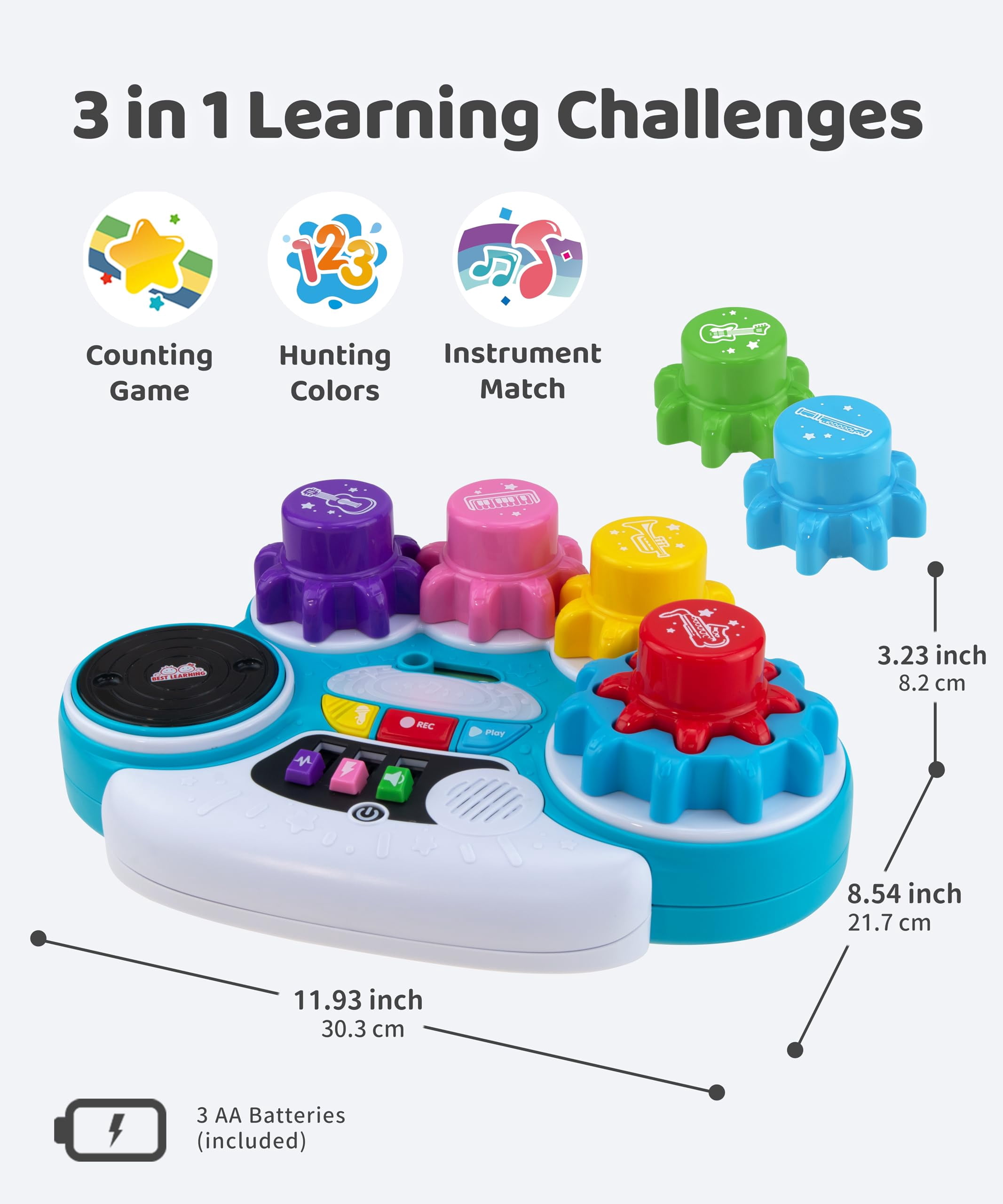BEST LEARNING Music Gear Mixer Kids DJ Mixer Toy with 6 Sounds and 4 Game Modes Ages 3 and Up