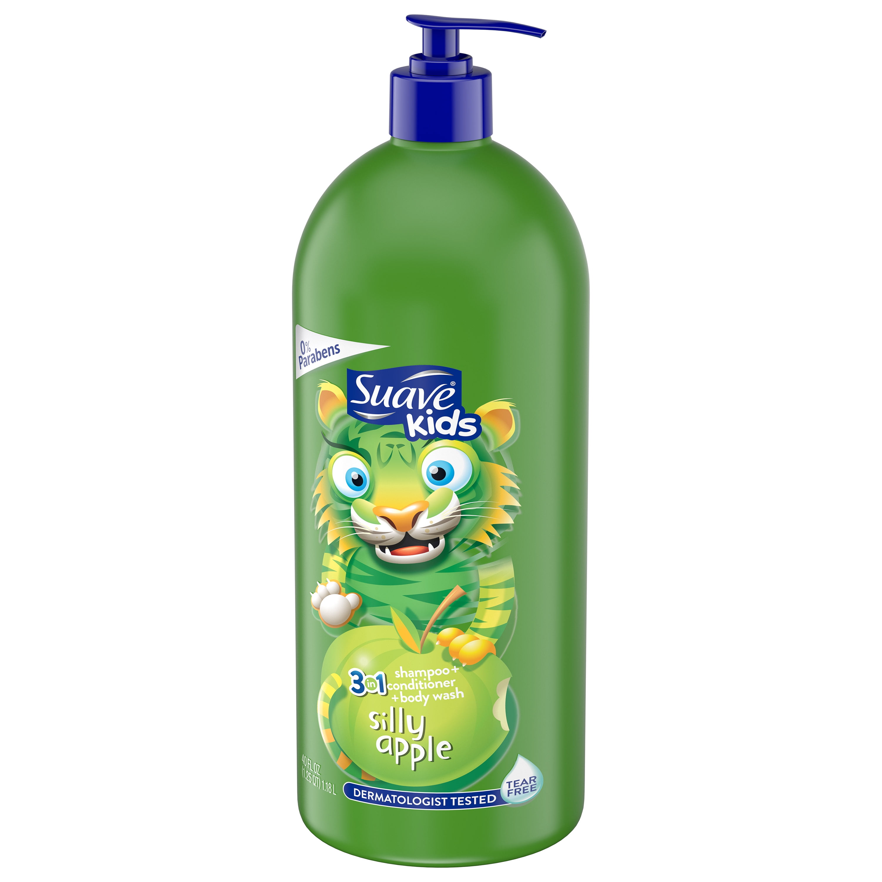 Suave 3-in-1 Shampoo, Conditioner, Bodywash, Silly Apple Refreshing,  Tear-Free formula for All Hair Types, 40 oz 
