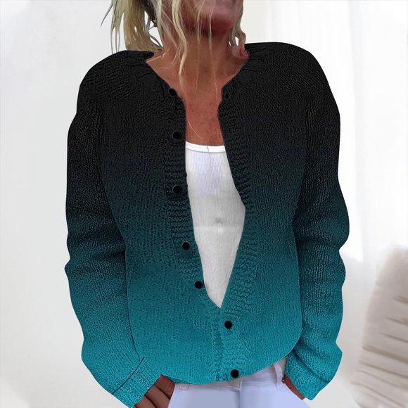 LOVZFMLL Cardigan pour Femmes Cardigan Décontracté Imprimé en Tricot pour Dames avec Veste Boutonnée et Haut