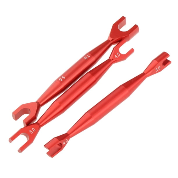 3 llaves pequeñas de aleación de aluminio para coche RC (M3, M4, M4.5, M5, M5.5, M7, 3,0 mm y 4,0 mm) rojo