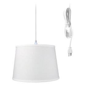 1 Light Plug In Swag Pendant Ceiling Light Light Oatmeal Shade