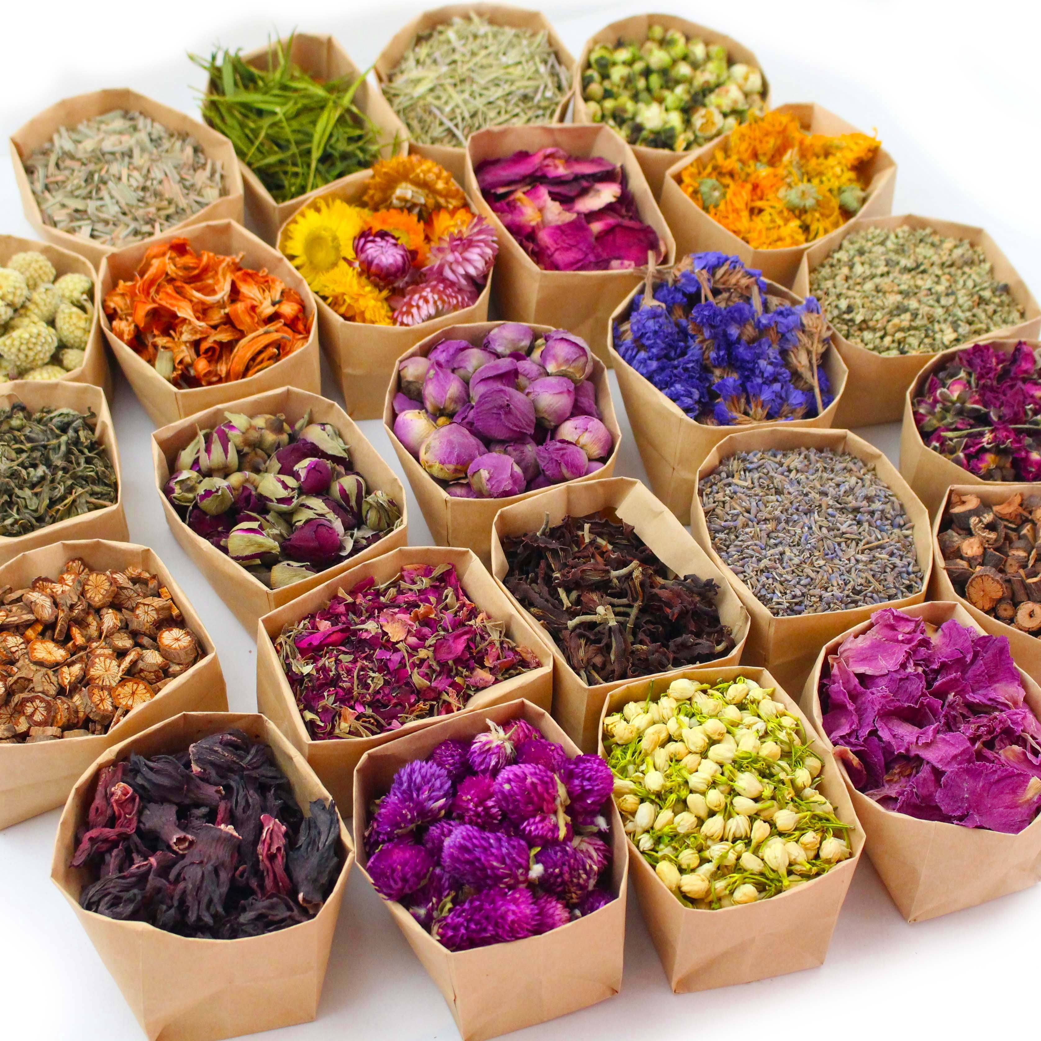 24-Piece Dried Flowers Craft Set, Botanical DIY Kit for Resin Jewelry, Candle Making & Home Decor, Assorted Flowers (Rose, Lavender, Jasmine & More)