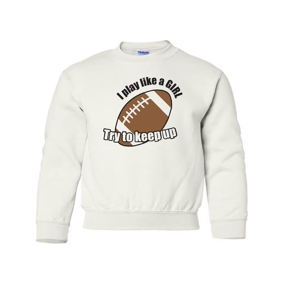 Inktastic Football Like a Girl Youth Sweatshirt