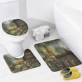 thumbnail image 4 of Brebasf Rustic Fall Duck Cabin 4 Pcs Waterproof Shower Curtain Set,Watercolor Hunting Theme Wood Boarded Farmhouse Mallard Ducks with Waterproof Toilet Cover Shower Mat Rugs, 4 of 8