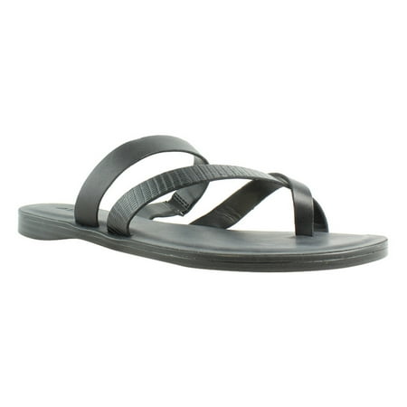 aldo black leather flip flops