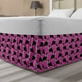 thumbnail image 1 of Pink Polka Dots Bed Skirt, Furry Collie Dog Silhouettes on a Background of Blemishes, Elastic Bedskirt Dust Ruffle Wrap Around for Bedding Decor, 4 Sizes, Pink Charcoal Grey, by Ambesonne, 1 of 2