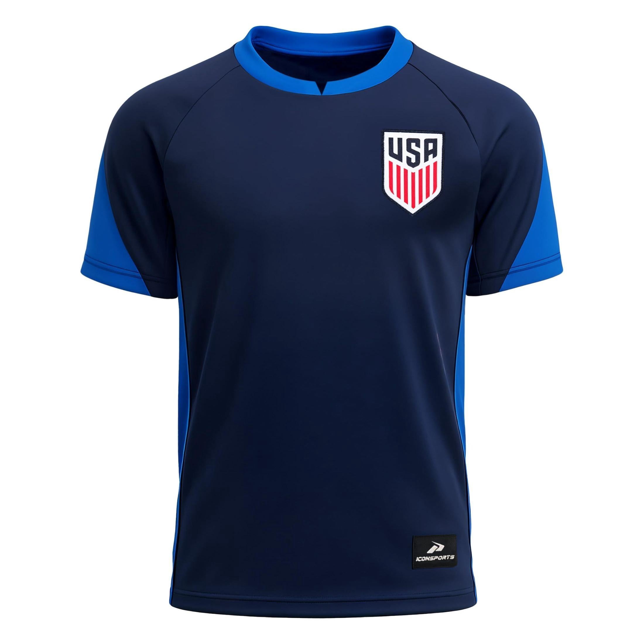 Icon Sports Official Licensed US Soccer Game Day Shirts USMNT Athletic Active Training Game Tee Top |Striker, X-Large
