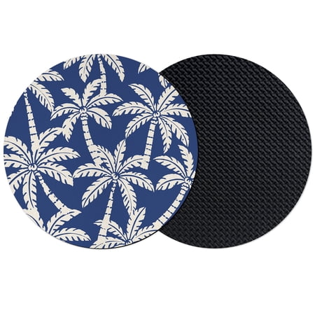 Navy Blue Tropical Coasters Set of 2 Absorbent Coasters for Drinks Summer Beach Coastal Palm Trees Coaster for Desk Coffee Table Protection Home Decor House Warming Gifts 4