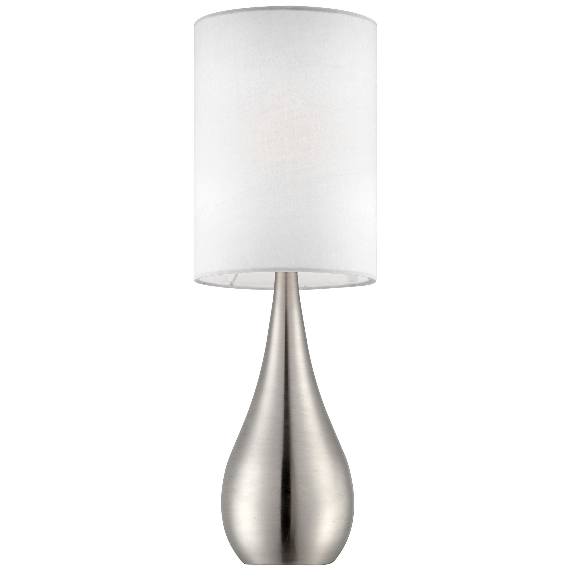 360 Lighting Modern Accent Table Lamp 21" High Brushed Nickel Metal Teardrop White Cylinder Shade for Bedroom Living Room House Bedside Nightstand